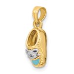 14K and White Rhodium 3-D Light Blue Enamel Baby Shoe Charm - Image 5