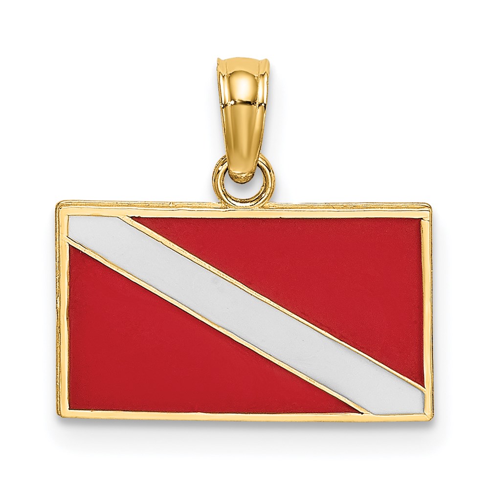 K7077.jpg 14K Dive Flag with Red and White Enamel Charm - Image 1