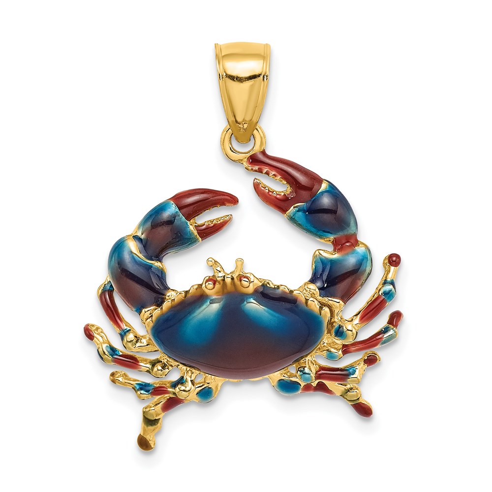 K7079.jpg 14K Medium Blue Enamel Stone Crab Charm - Image 1