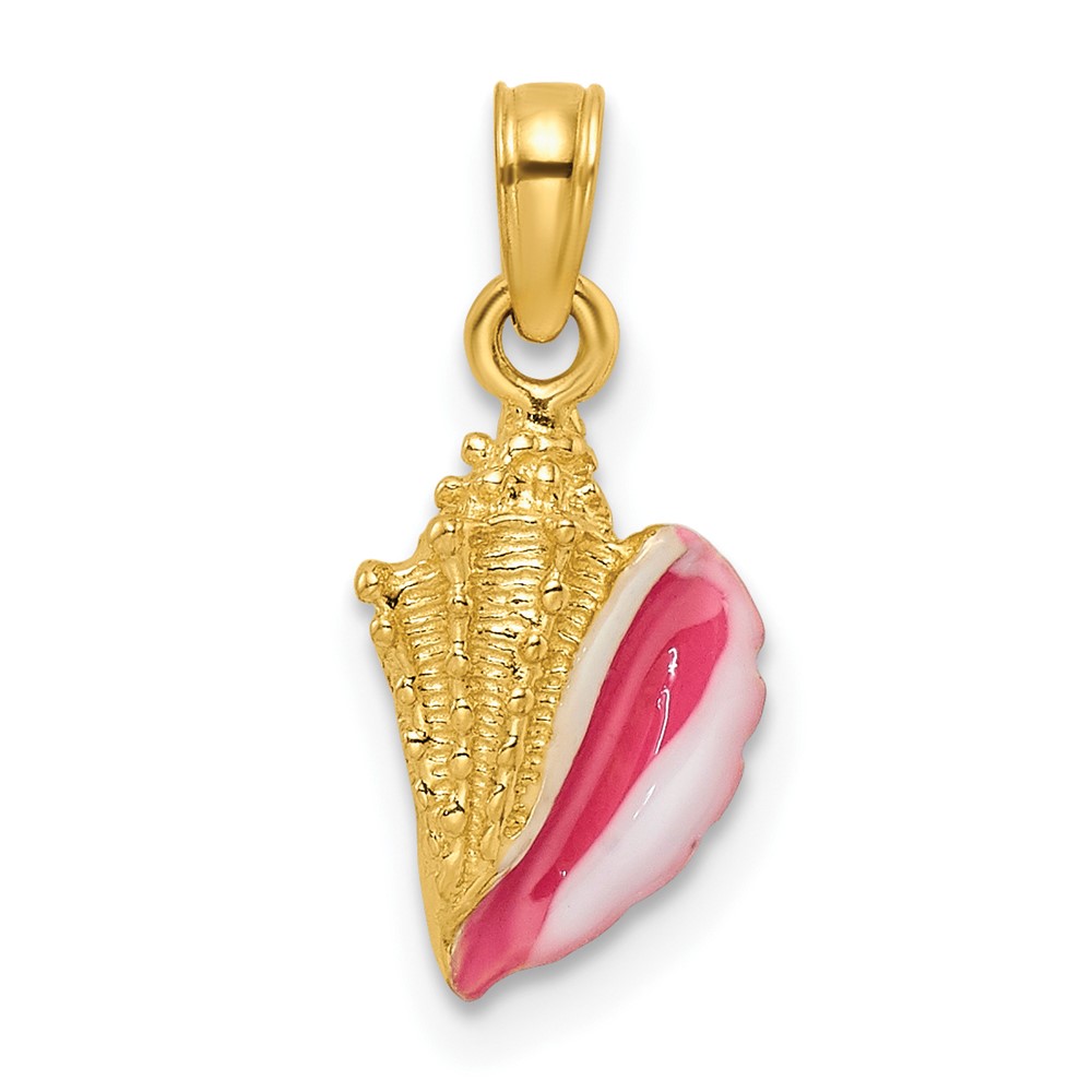 K7093.jpg 14k Textured Pink and White Enamel Conch Shell Pendant - Image 1