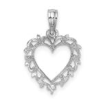 14K White Gold Heart with Lace Border Charm - Image 4