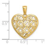 14K Diamond-cut Heart Pattern On Heart Charm - Image 4
