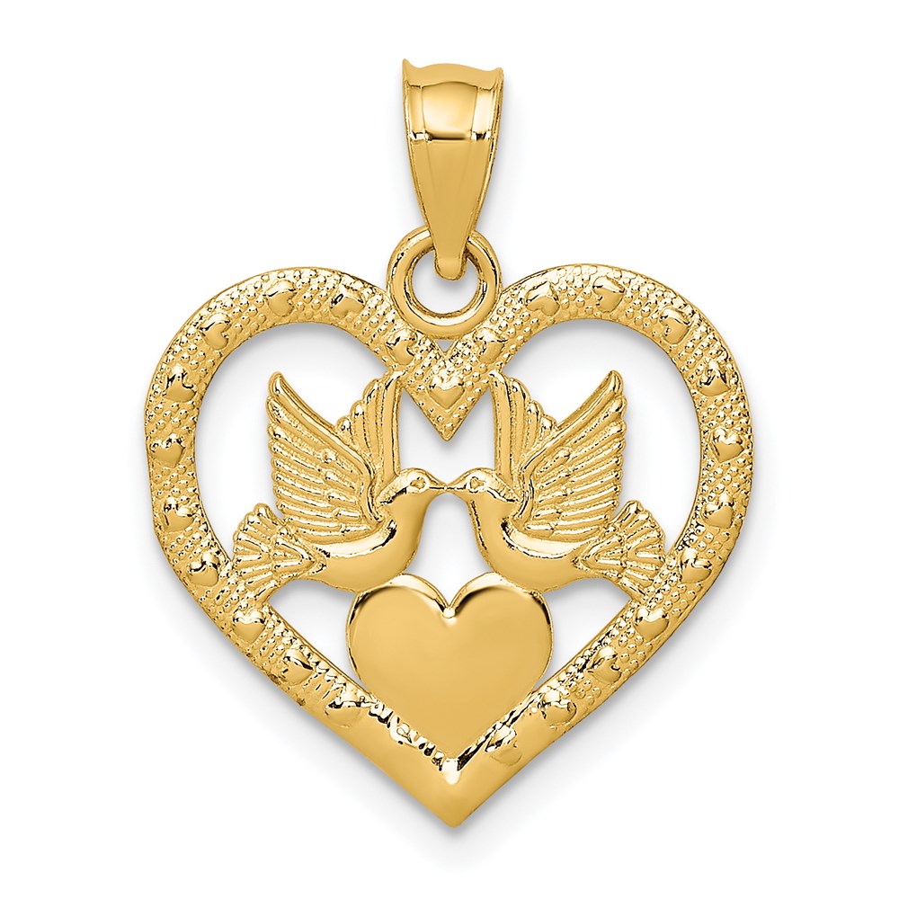 K7129.jpg 14K Doves In Heart Charm - Image 1