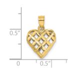 14K 3-D Diamond-cut Lattice Filigree Puffed Heart Charm - Image 3