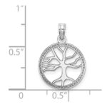 14K White Gold Small Tree of Life In Round Frame Charm - Image 3