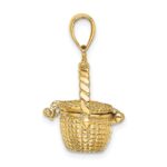 14K 3-D Nantucket Basket with Moveable Lid and Handle Charm - Image 2