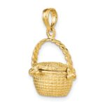 14K 3-D Nantucket Basket with Moveable Lid and Handle Charm - Image 5