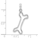 14K White Gold Cut-Out Polished Dog Bone Charm - Image 3
