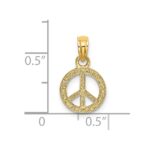 14K Flat Textured Mini Peace Sign Charm - Image 3