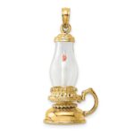14K 3-D Glass Lantern with Enameled Candle Inside Charm