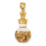 14K 3-D Gold Leaf In Glass Bottle Charm - Image 5
