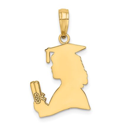 14K Polished Female Graduation Profile with Diploma Charm