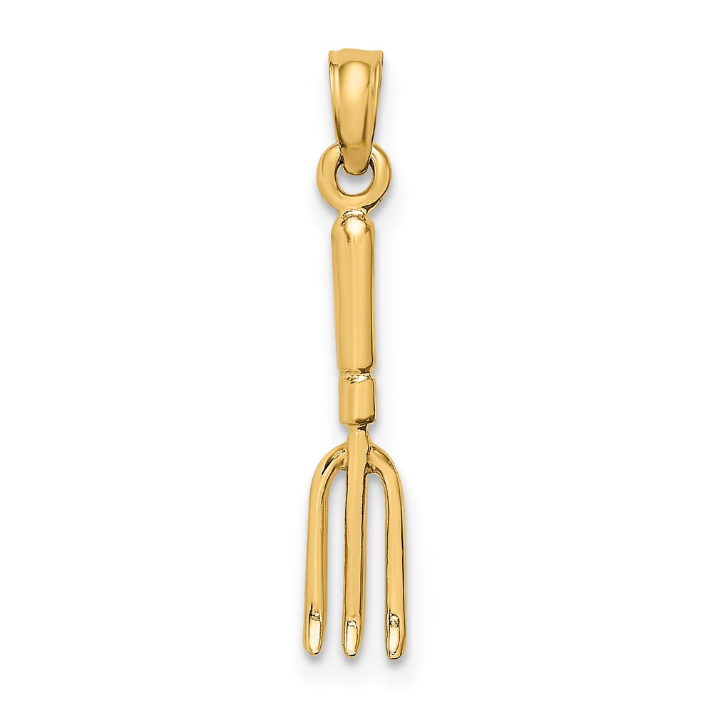 K7318.jpg 14K 3-D Fork Garden Tool Charm - Image 1