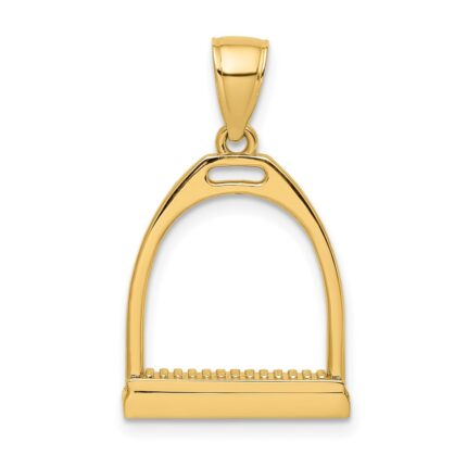14K 3-D Polished Large Horse Stirrup Charm
