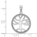 14K White Gold Large Tree Of Life In Round Frame Charm - Image 3