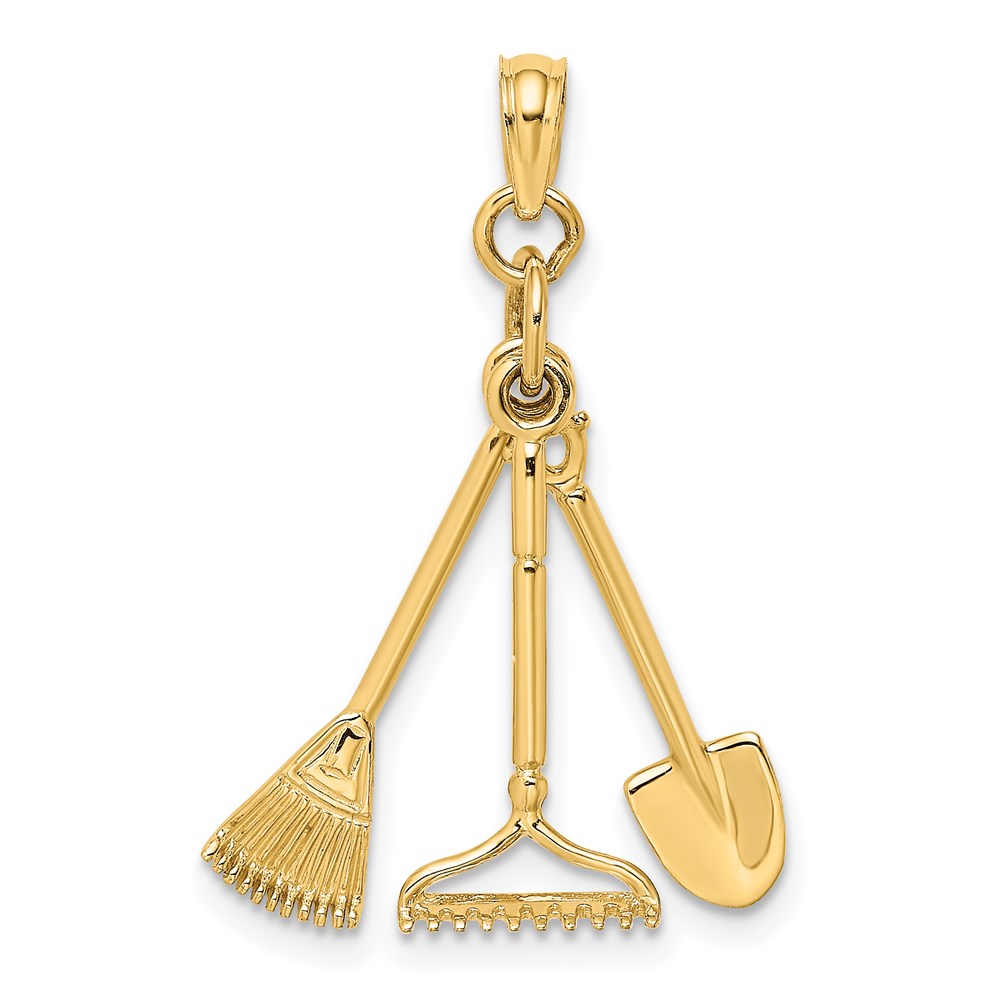 K7351.jpg 14K 3-D Moveable Garden Tool Collection Charm - Image 1