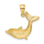 14K 2-D Textured Dolphin Jumping Charm - Image 4