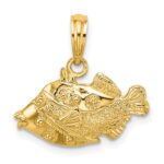 14K 2-D Polished Textured Humu Humu Fish Charm