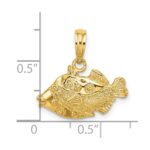 14K 2-D Polished Textured Humu Humu Fish Charm - Image 3