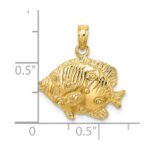 14K 2-D Polished Textured Butterfly Fish Charm - Image 3