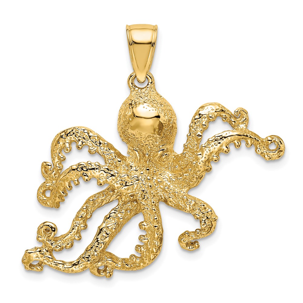 K7430.jpg 14K Textured Large Octopus Charm - Image 1