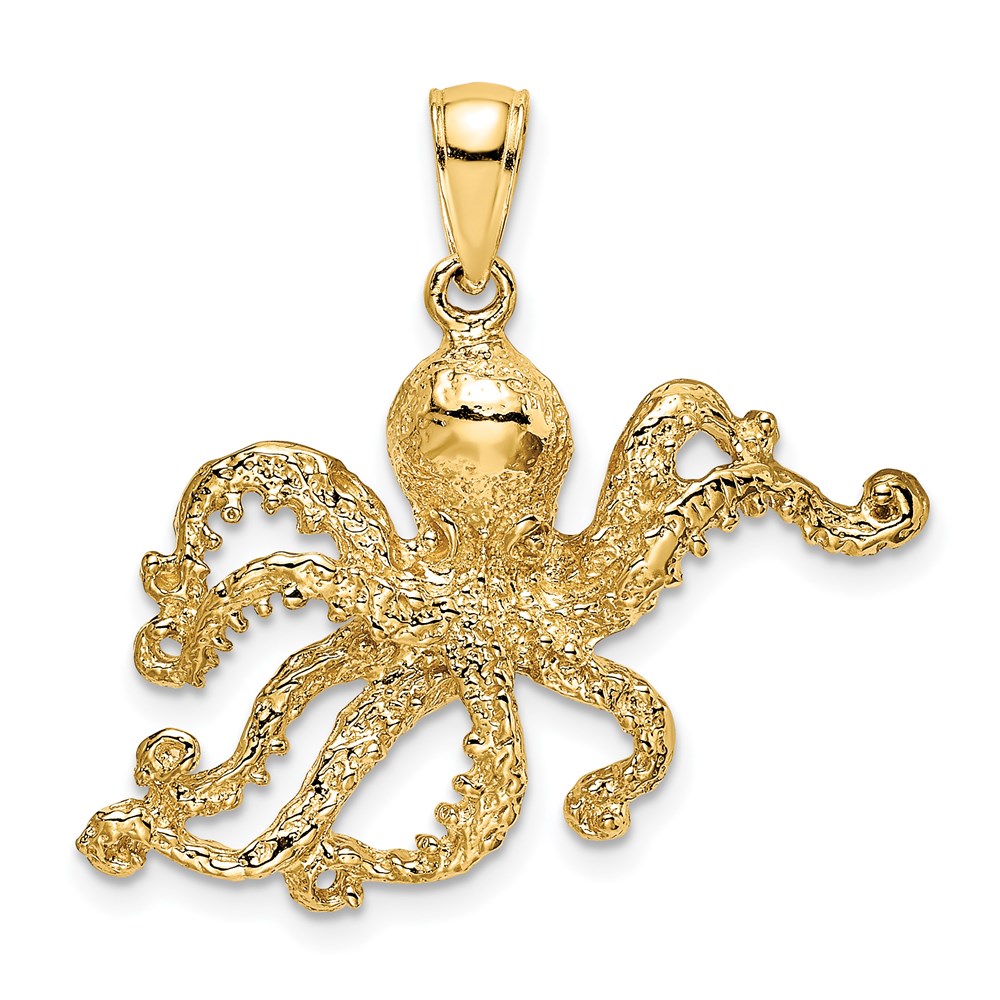 K7431.jpg 14K Textured Octopus Charm - Image 1