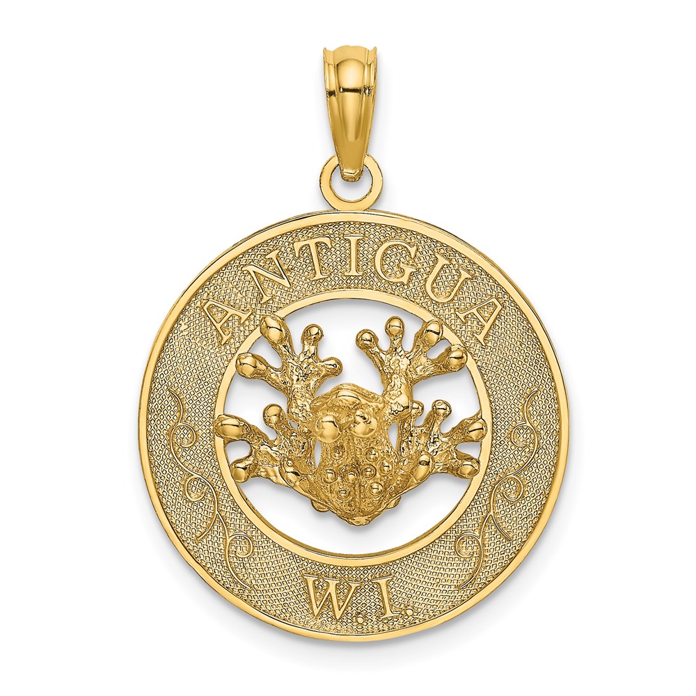 K7436.jpg 14K ANTIGUA W.I. Circle with Frog Charm - Image 1