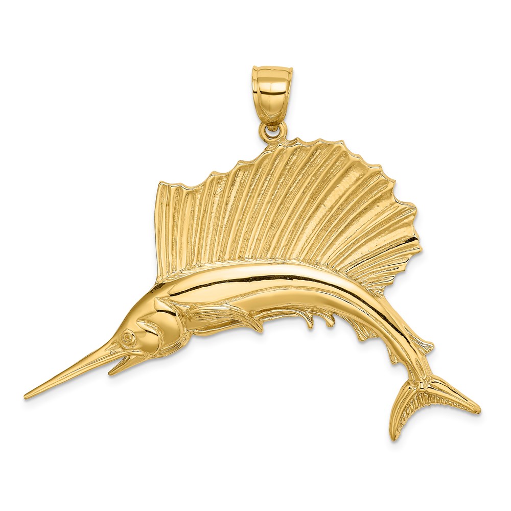 K7441.jpg 14K Large Polished Sailfish Charm - Image 1