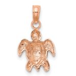 14K Rose Gold Textured Mini Sea Turtle Charm - Image 4