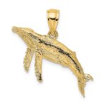 14K 2-D Textured Humpback Whale Charm