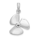14K White Gold 3-D Polished Three Blade Propeller Charm - Image 4