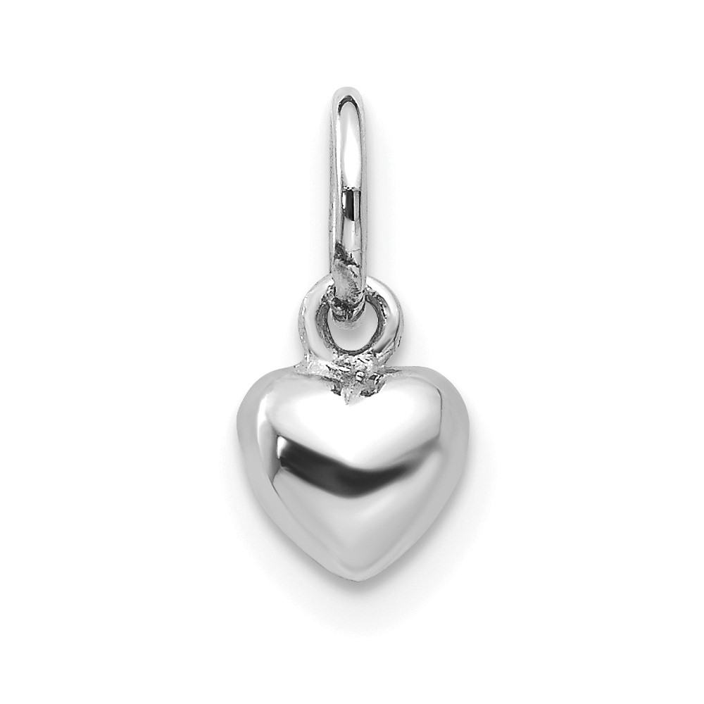 K746.jpg 14k White Gold Solid Polished 3D Heart Charm - Image 1