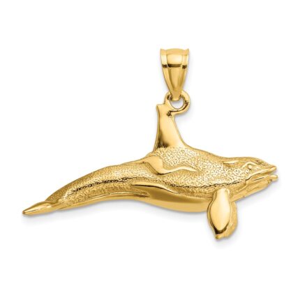 14K 3-D Textured Killer Whale Orca Charm