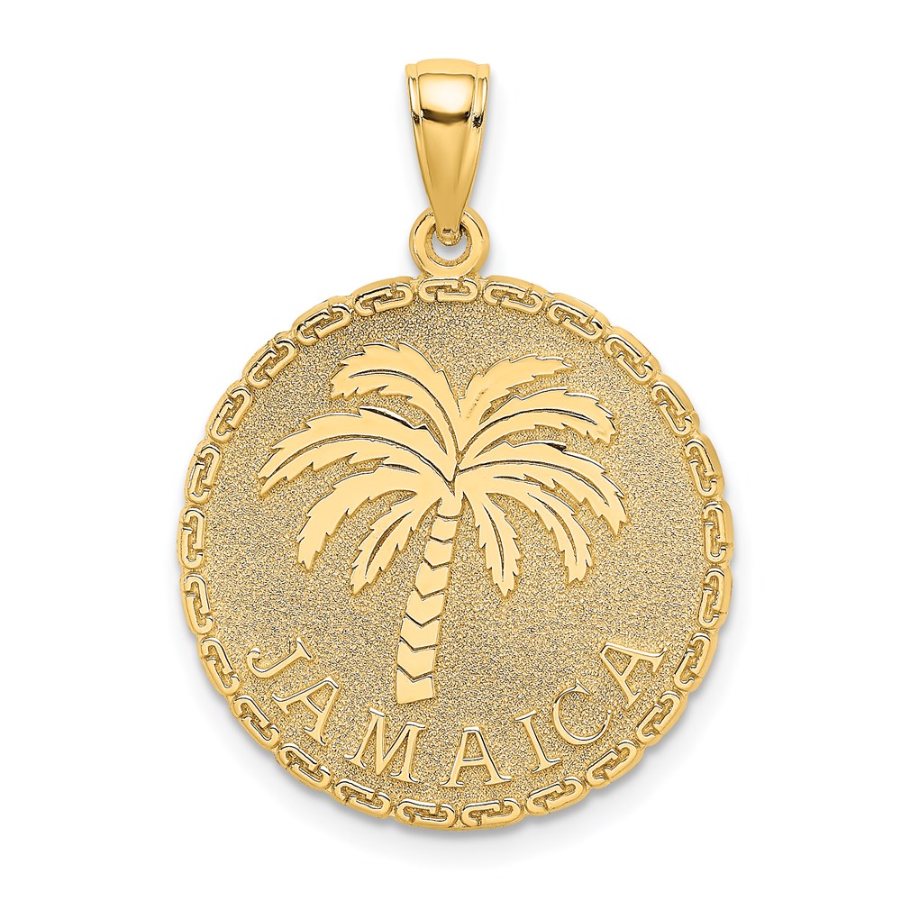K7516.jpg 14K JAMAICA and Palm Tree Disk Charm - Image 1