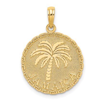 14K JAMAICA and Palm Tree Disk Charm