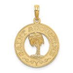 14K SAINT AUGUSTINE with Palm Tree Circle Charm