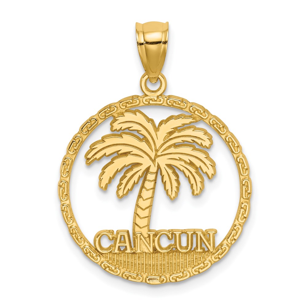 K7581.jpg 14K CANCUN Palm Tree Circle Charm - Image 1