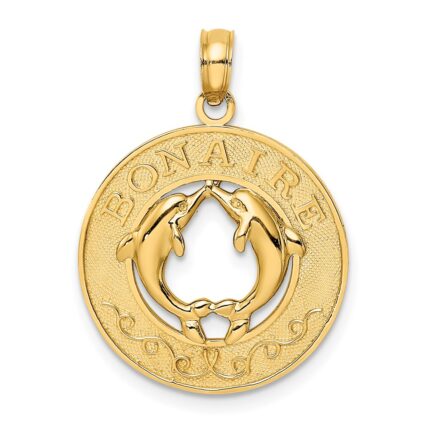 14K BONAIRE Circle with Dolphins Charm