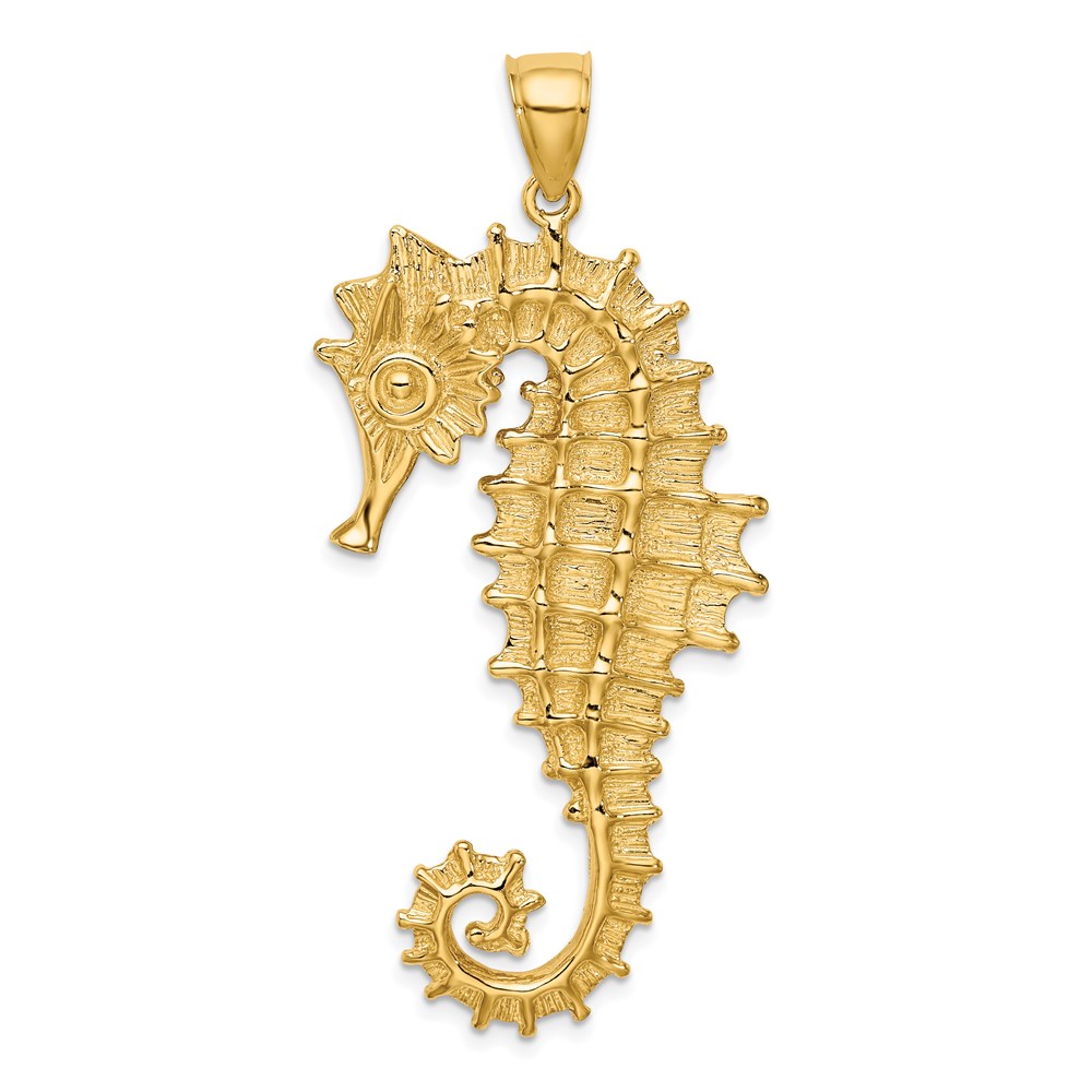 K7598.jpg 14K Large Textured 3-D Seahorse Charm - Image 1