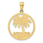 14K BERMUDA Palm Tree Round Charm - Image 4