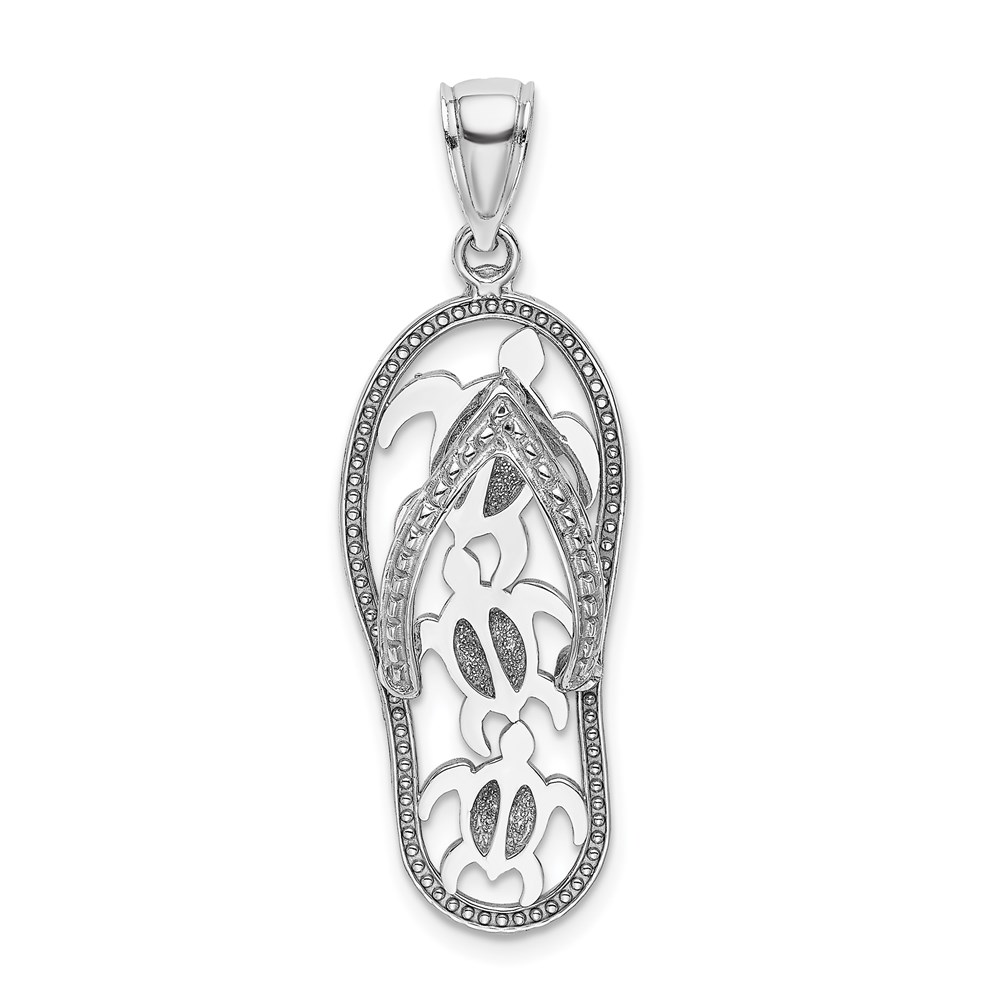 K7612W.jpg 14K White Gold Triple Turtle Flip-Flop Charm - Image 1