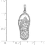 14K White Gold Polished Multi Flower Flip-Flop Charm - Image 3