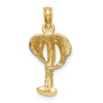 14K 2-D Textured Palm Tree Charm - Image 4