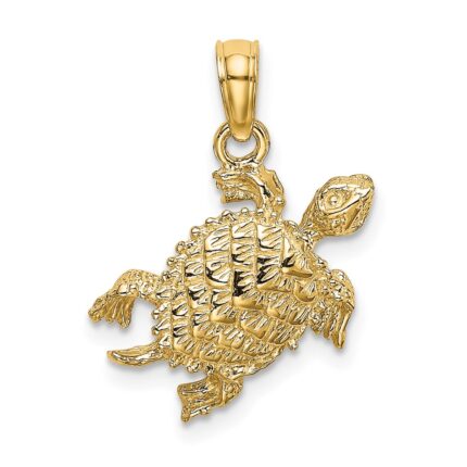 14K Sea Turtle with Tail Charm