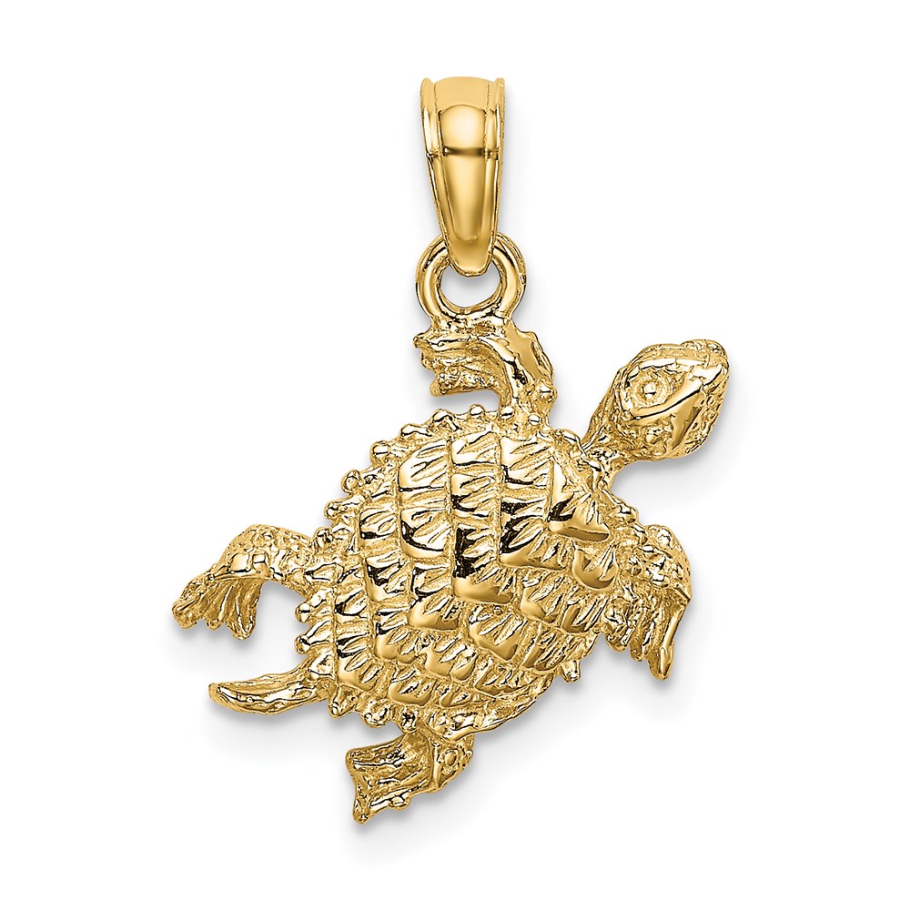 K7647.jpg 14K Sea Turtle with Tail Charm - Image 1