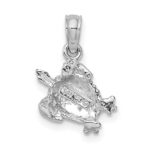 14K White Gold Textured Sea Turtle Charm - Image 4