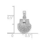14K White Gold Textured Scallop Shell Charm - Image 3