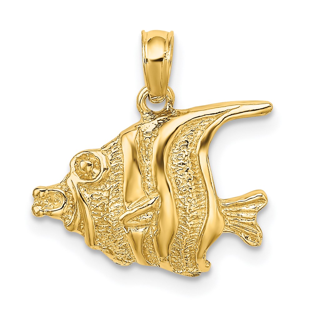 K7669.jpg 14K Polished Textured Bannerfish Charm - Image 1