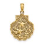 14K Reversible Starfish and Coral in Shell Charm