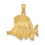 14K Polished Textured Butterfly Fish Charm